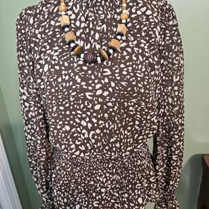 Japna Brown and White Tunic Top